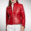 Stylish RED Women's New Real Lambskin Leather Jacket Handmade Motorcycle Biker