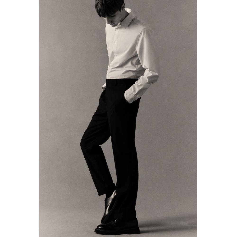 Рубашка HM Easy Care Slim Fit светло-голубая в полоску