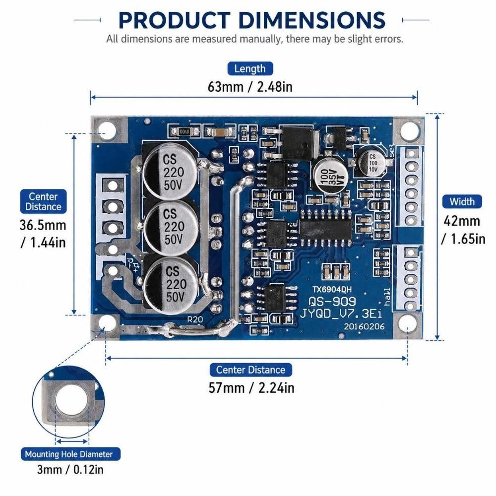 20A Brushless Motor Controller DC 12V-36V Spindle Motor Controller  For 3 Phase Motors