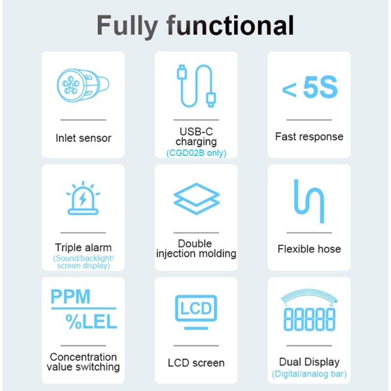 Портативный анализатор утечки горючего природного газа, точное обнаружение с помощью звукового и светового сигнала