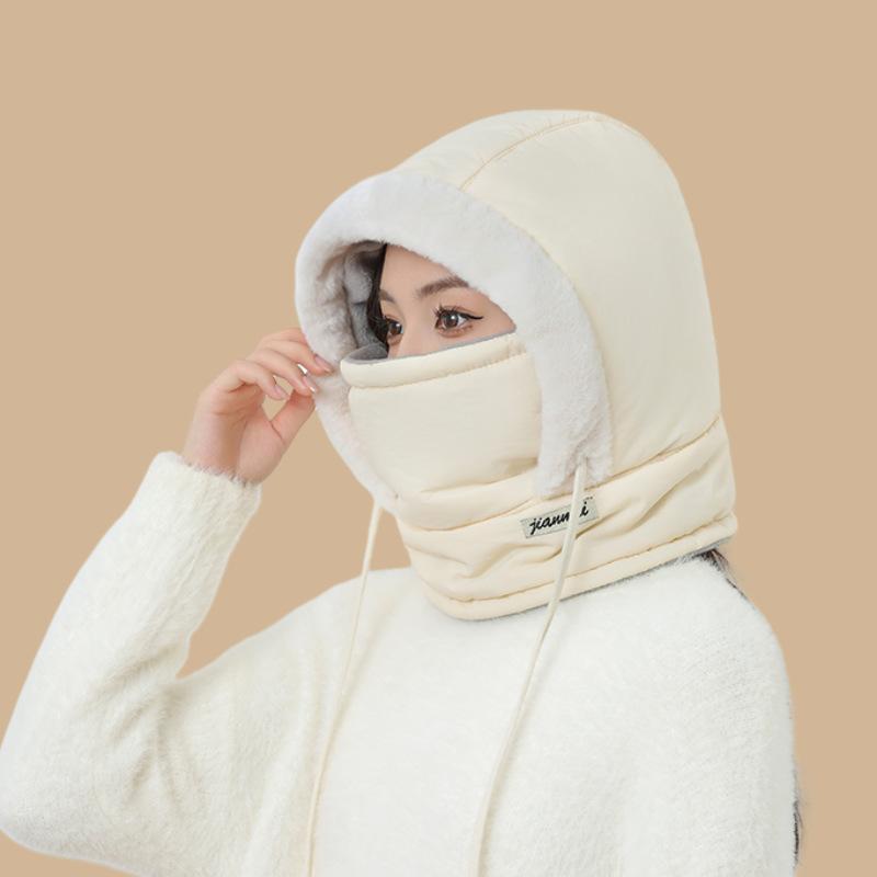 Fleece thickened snow cap scarf mask integrated cold and windproof skiing Lei Feng hat women winter cycling warm men
