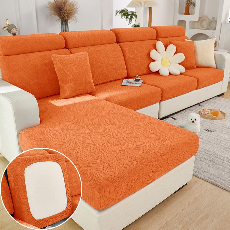 Plush Sofa Seat Cover for Living Room Velvet Cushion Elastic Corner Couch 1/2/3/4 Seater Solid Slipcovers Set