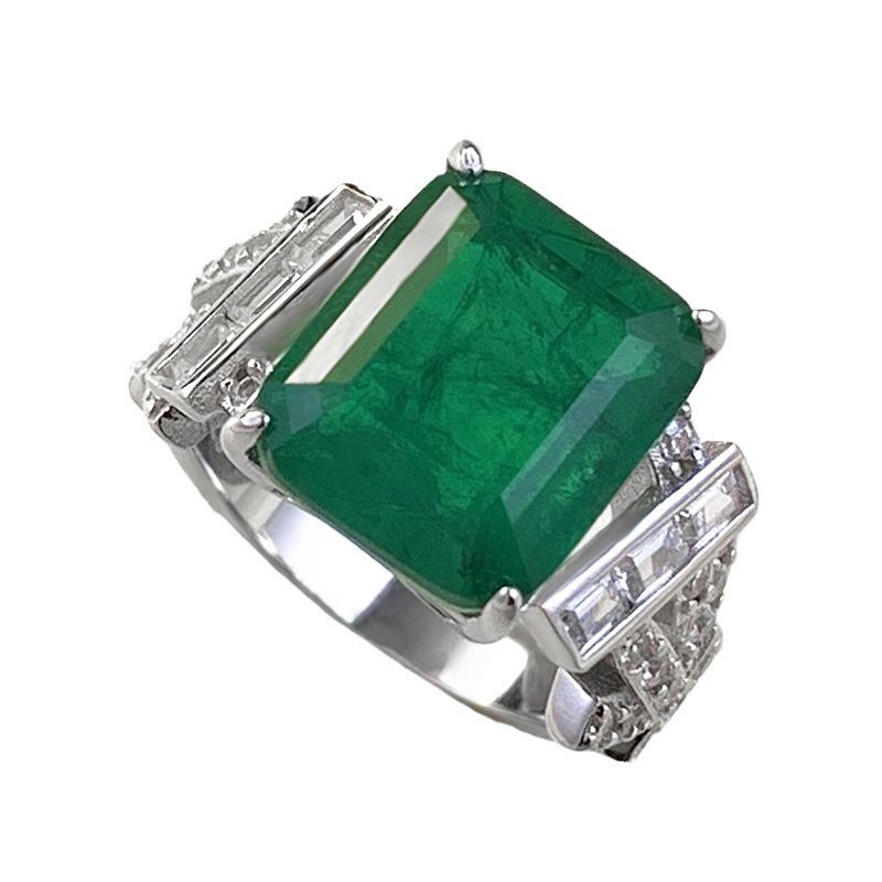 2023 Кольцо из стерлингового серебра 925 пробы прямоугольной огранки «изумруд» (10x12мм)