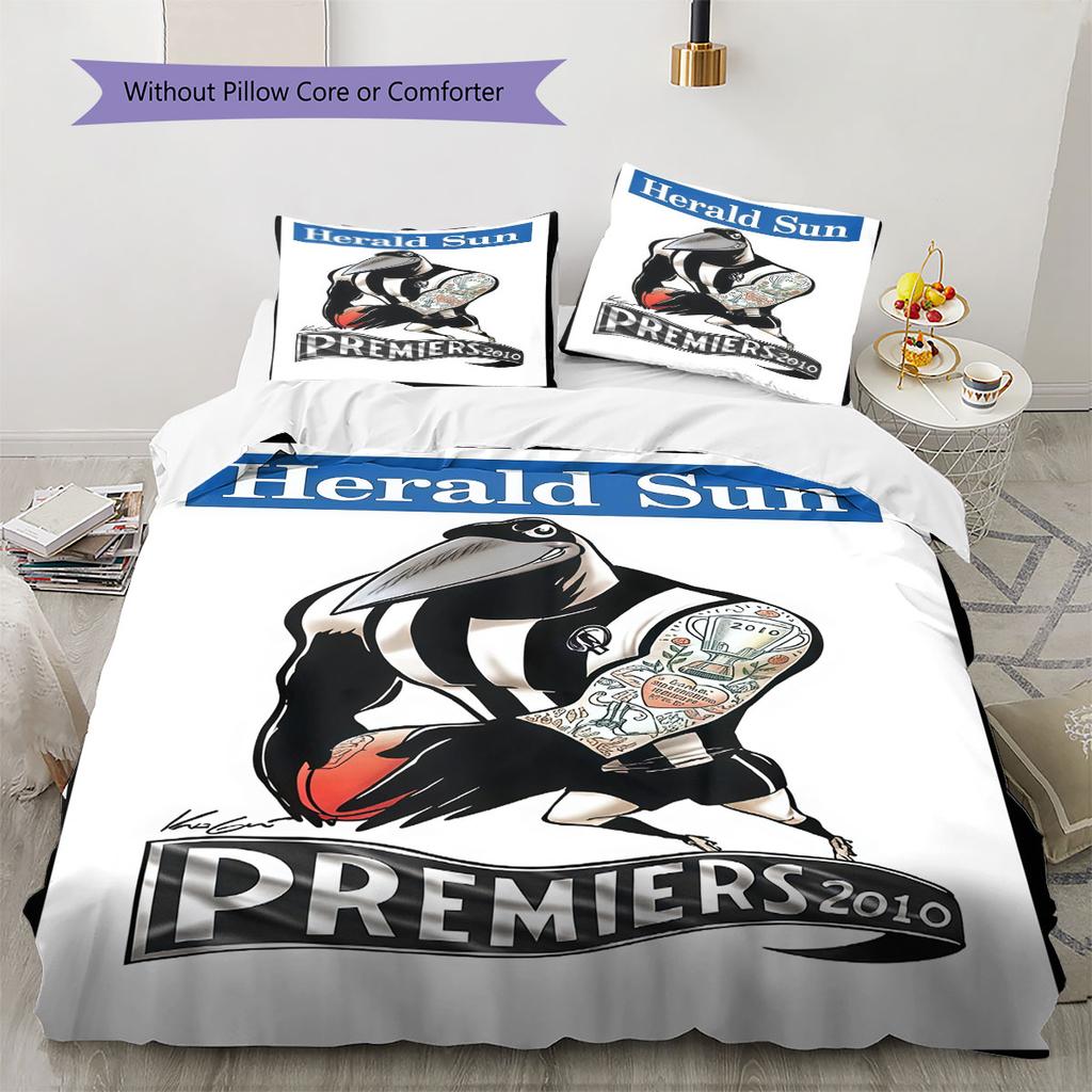 Collingwood Magpies Pride Bedding Quilt Set Quilt Cover Pillowcase Home Decoration Birthday Gift (1 * duvet cover + 2 * pillowcase, without core)