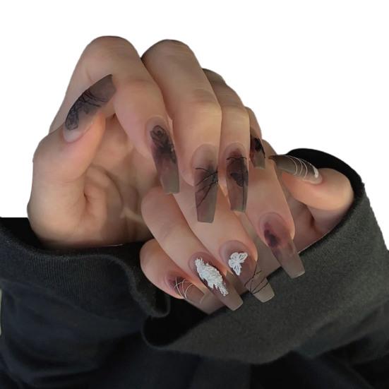 1 комплект великолепных ультратонких 2 цветов накладных ногтей с полным покрытием, накладной дизайн маникюра для маникюрного салона