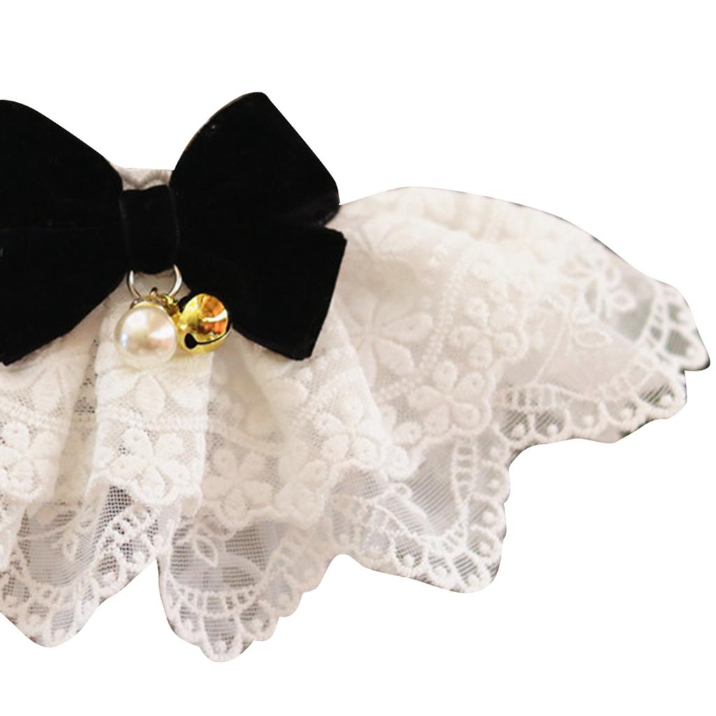 Кружевной нагрудник для питомца, воротник с милым бантом, мягкий, легко носить, удобный нагрудник, шарф для украшения собак и кошек, черный, M