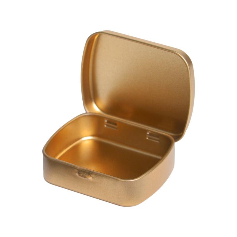Gold Hinge Flip Lid Rectangular Tinplate Storage Box Small Metal Packaging for Food for Storing Pills Candies Chew Gum Sugar