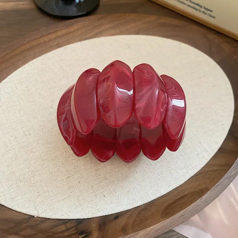 Oval Smudging Acrylic Bangles for Women Personality Design Versatile Elastic Rope Bangle High-end Chunky Party Jewelry Gifts F