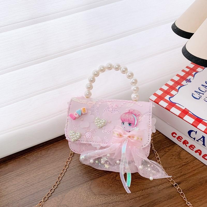 Frozen Pattern Snowflake Childrens Small Crossbody Bag With Material Sequin