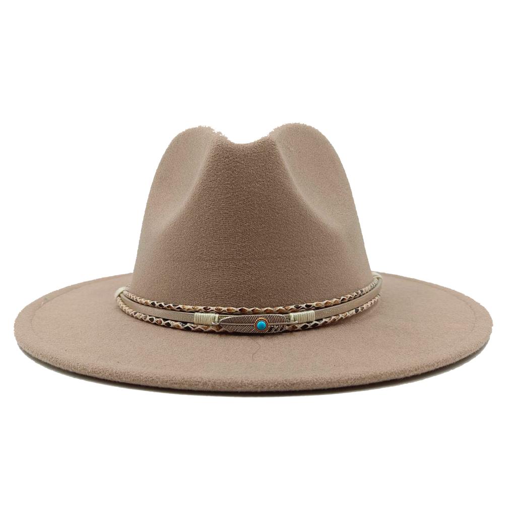 Fedora Autumn and Winter New Leaf Accessories Men's Gentlemen Women's Church Hat Wide Brimmed Jazz Hat Sombrero Hombre