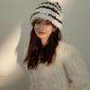 Шапка, Женская, Полосатая шапка, Большой обхват головы, Вязаная шапка, Шерстяная шапка, Теплая шапка, Холодная шапка, Утолщенная, Утолщенная