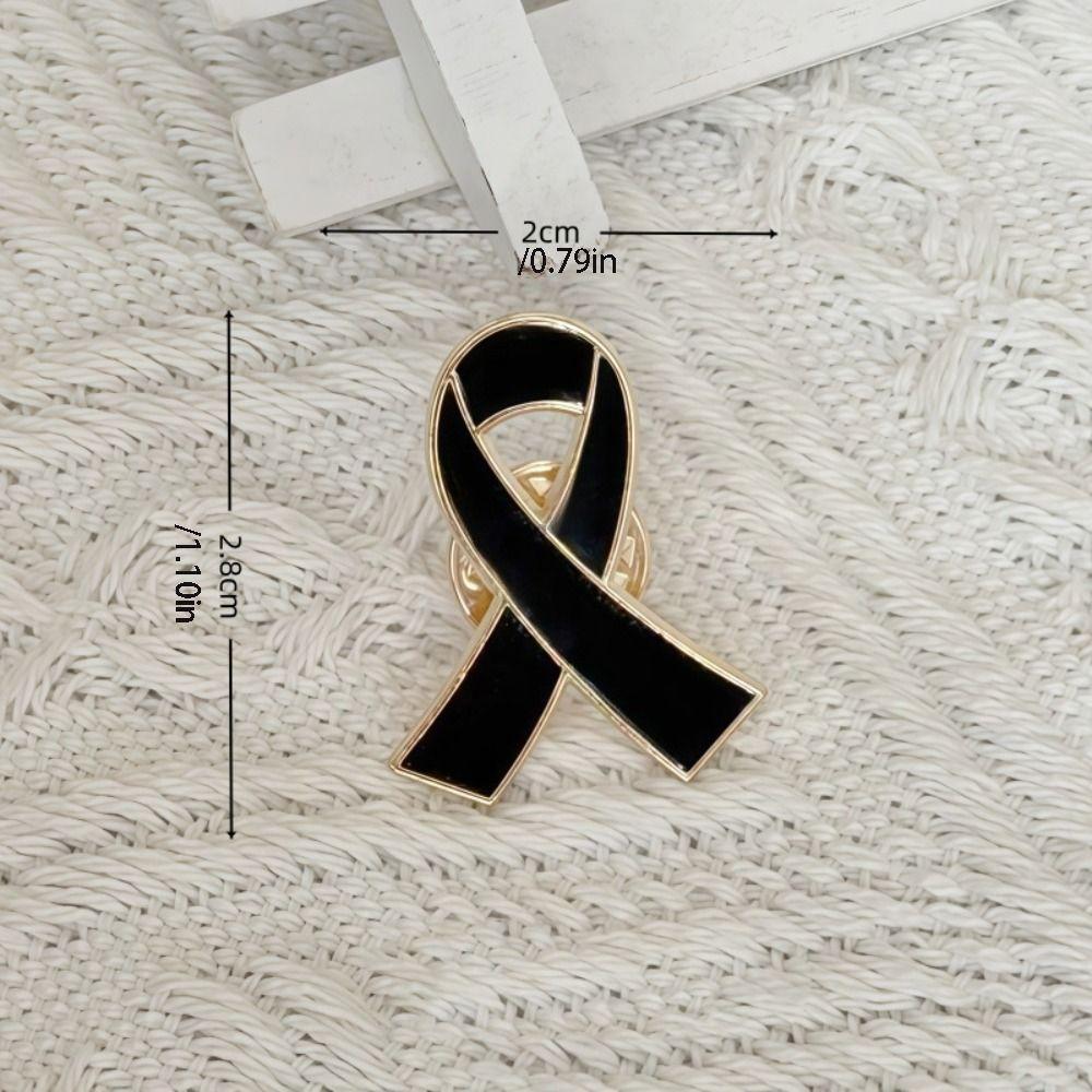 White Funeral Ribbon Badge Brooch Vintage Black Bow Brooch Pin Simple Funerals Memorial Pin  Party