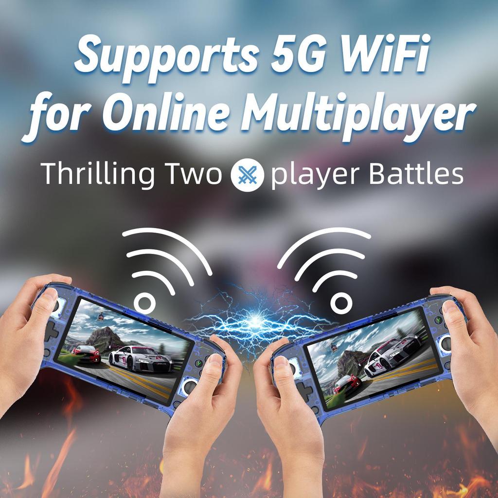 Ручная игровая консоль Android 13 RG556: Большой HD-экран, поддерживает потоковое вещание по WIFI, подключение контроллера и зеркалирование экрана.