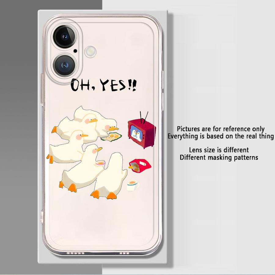 Мультяшный чехол-утка для iPhone 17 Pro Max XR 11 7 8 16 15 13 Pro 14 Plus XS Max 12 Mini Air Мягкий чехол для телефона