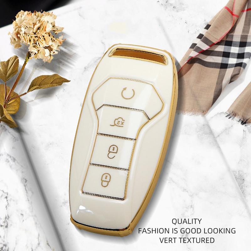 Luxurious Golden Edge Remote Car Key Case Full Cover For BYD Tang DM 2018 Yuan EV Qin Pro Song Max DM Keychain Auto