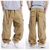 Мужские однотонные свободные брюки-карго большого размера в стиле хип-хоп с несколькими карманами