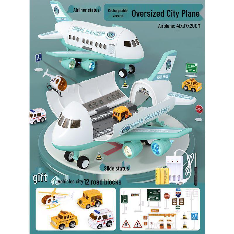 Extra Large Transforming Airplane Toy with Music and Storage Features for Kids