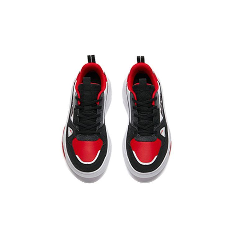 Anta Kids Non-Slip Wear-Resistant Shock Absorbing Low-Top Skate Shoes Kids Sneakers Black White Red A312218002-3