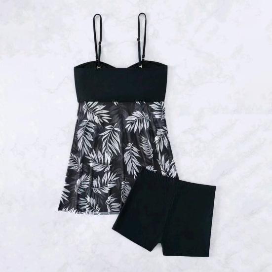 2Pcs/Set Tankini Set Adjustable Straps Padding Underwire Bandeau Tops Boxer Briefs Set Mesh