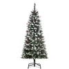 150cm Artificial Snow-Covered Christmas Tree with Red Berries and White Pine Cones, Removable Folding Base, 408 Branches