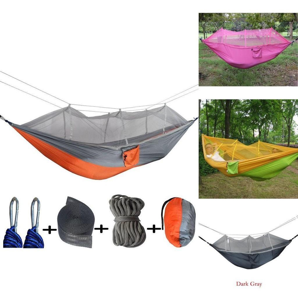 Spacious Double Person Hanging Hammock Bed With Anti-mosquito Net For Camping