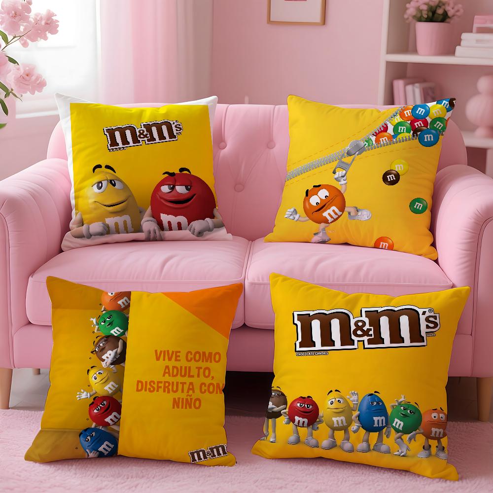 Модная Наволочка для Подушки с Шоколадными Конфетами M&M'S, Мем-Подушка, Наволочка Защитная от Пылевых Клещей, Невидимая Молния, Шелковистый Короткий Плюш, Чехол для Подушки Дивана