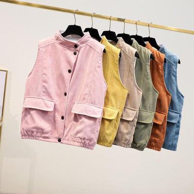Жилет для женщин Хлопковый Зимний Безрукавный Топ Жилет Винтажный Однотонный на Пуговицах Утепленный Повседневный V-образный Жилет