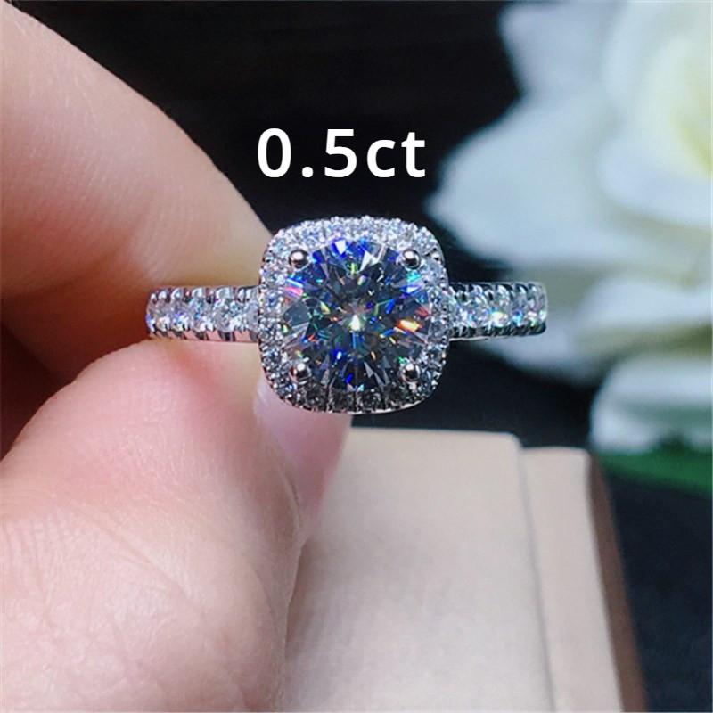 Проверенное бриллиантами настоящее кольцо вечности с муассанитом, обручальное кольцо для женщин, VVS1, блестящие кольца Halo, ювелирные украшения