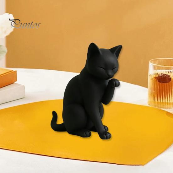 Элегантная статуэтка кошки, черная модель, мини-фигурка-украшение, 3D-печать, матовая, маленькое настольное украшение, декоративная фигурка для прихожей, спальни