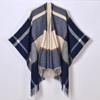 Classic Line Plaid Shawl, New Autumn and Winter Women's Thickened Knitted Cardigan Cape