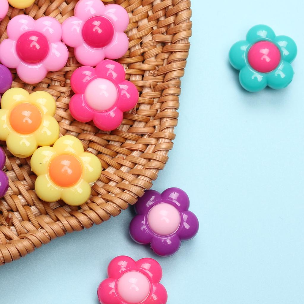 Hanmade Jewelry Accessories for Bracelet Necklace Making Acrylic Flower Loose Beads Creative Pendant 30Pcs Fashion Solid Color
