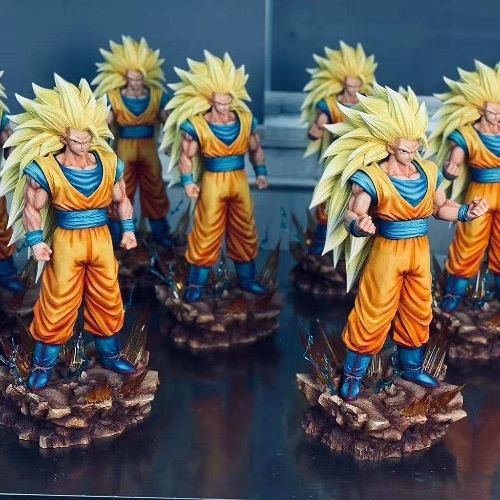 35 см/13,78 дюйма Фигурка Dragon Ball Z Сон Гоку Ssj3 Со светодиодной подставкой Супер Сайян 3 Гоку ПВХ Фигурки Действия Коллекционная Модель Игрушки Подарки
