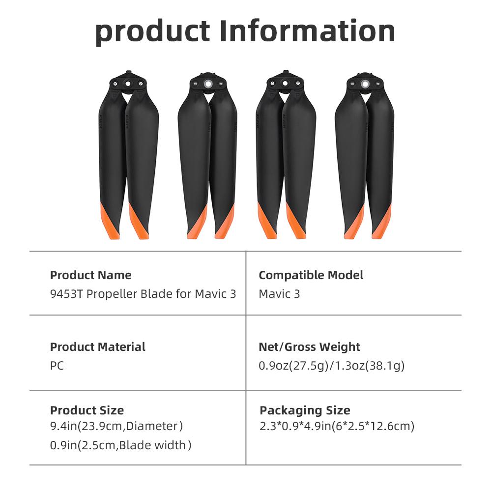 9453T Propeller for DJI Mavic 3 Pro/Mavic 3/Mavic 3 Classic Quick Release Foldable Blade Light Weight Screw Wing Accessories