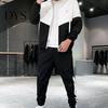 Спортивный костюм на шнурке, контрастные цвета, кардиган-толстовка с капюшоном, костюмы, брюки с манжетами на щиколотке для повседневной носки