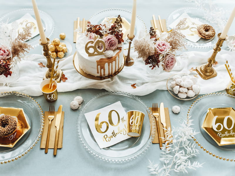 Partydeco Świeczka Urodzinowa Liczba 60 Złota 7,5Cm