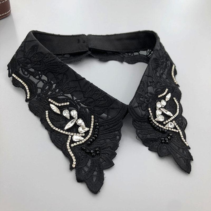 Beading Fake Collar Women Elegant Diamond Detachable Collars for Woman False Shawl Shoulder Wrap Lapel False Collars Woman Tie