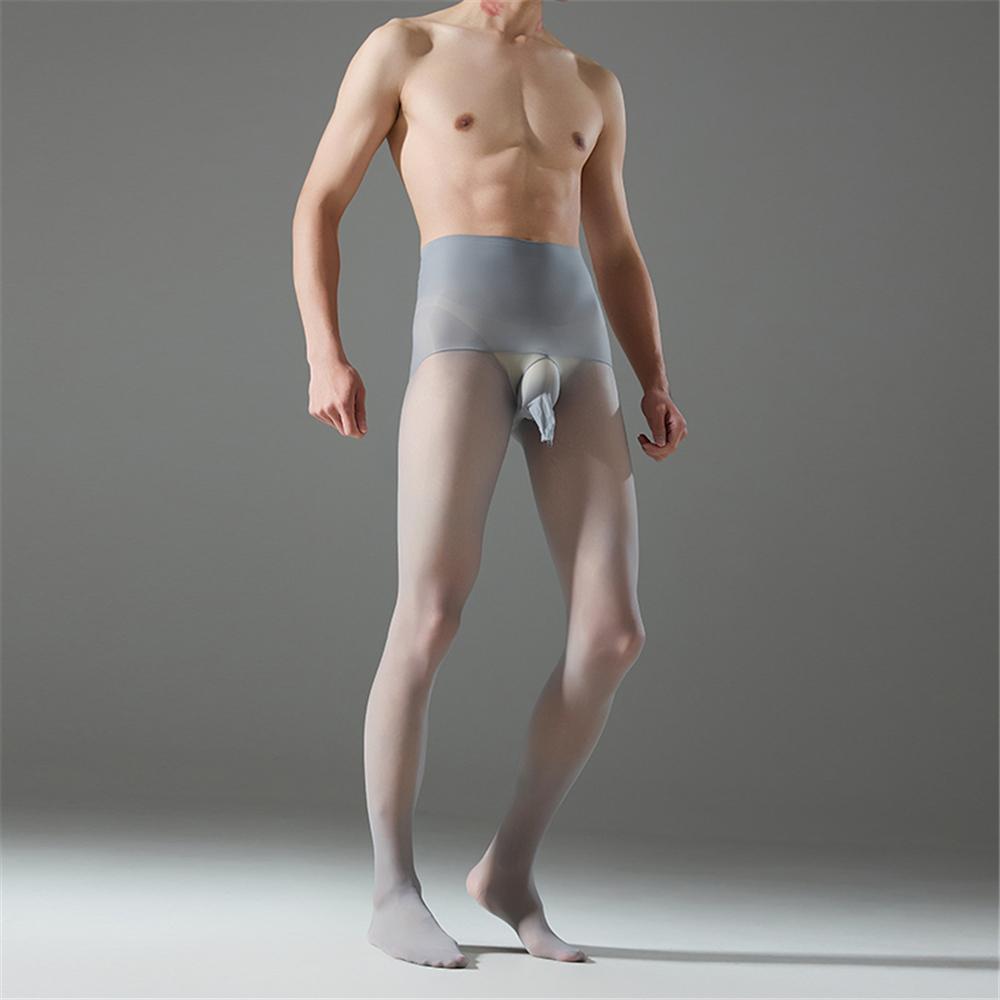 Sexy Men 360 Seamless Sheer See Through Open Close Sleeve Cockring Stockings 8D 912Pin Oil Glossy Shiny Pantyhose Tights