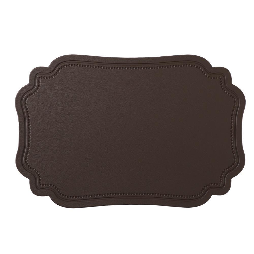 4 Piece Elegant Retro Irregular Tableware Pad PU Leather Waterproof Table Mat Scratch Resistant Non-slip Place Mat Wedding