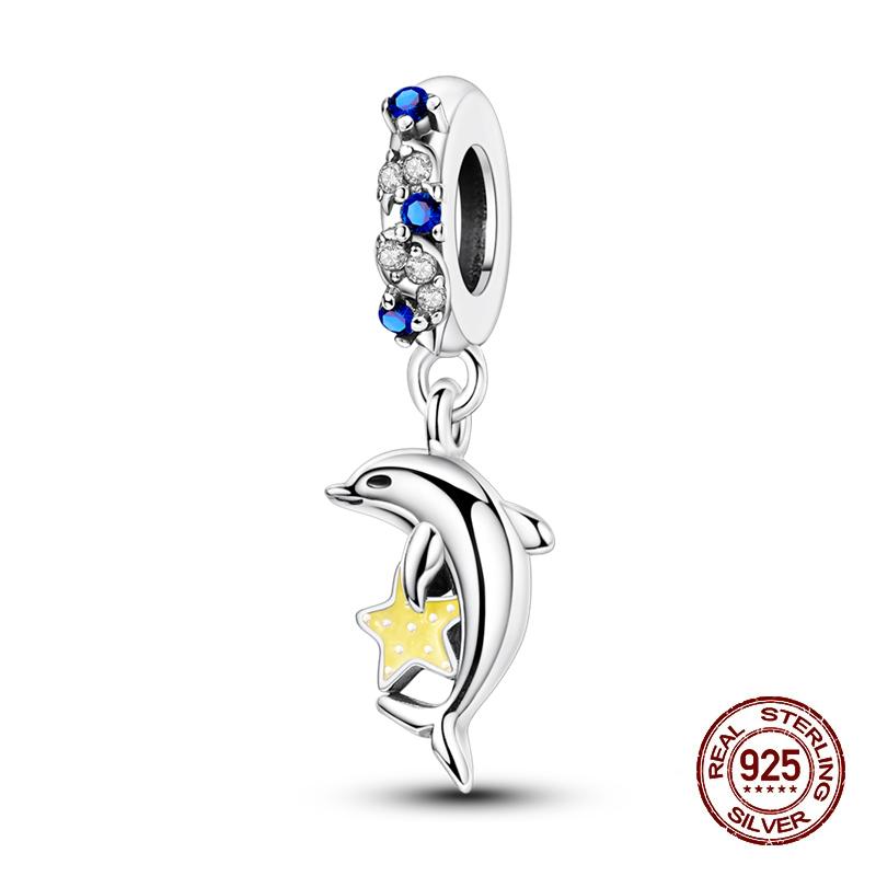 Summer Charms Copper Luminous Ocean Series Pendants Crab Whale Charms Beads Fit Original Bracelet Fine Diy Jewelry