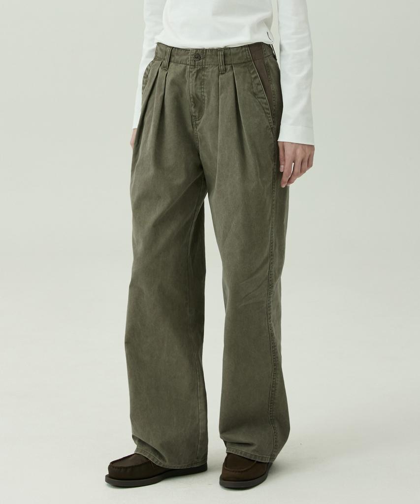 MAGOODGAN Patro 4811 Washed Double-Pleat Wide-Fit Khaki Chino Pants