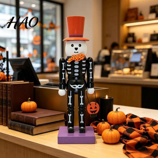 Gift for Halloween Lovers Nutcracker Figurine, 10 Inch Spooky Skeleton Statue, Scary Indoor Tabletop Ornament Gothic Table Centerpiece, Collectible