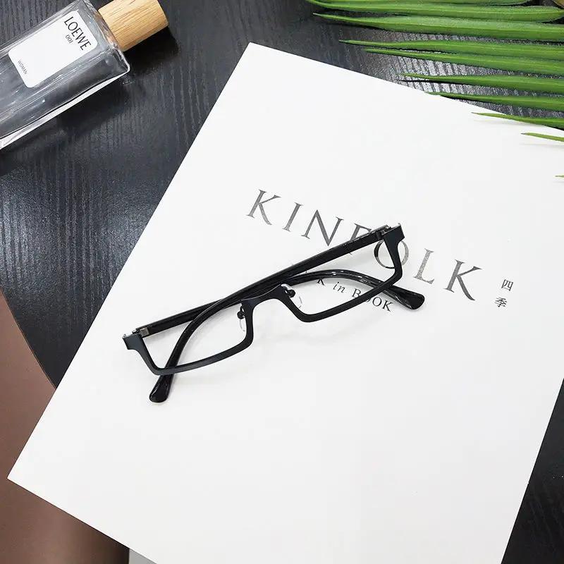 Women's Cool Half Frame Glasses Square Metal Eyewear No Lenses Fashion Unisex Stylish Personality Eyeglasses Frames