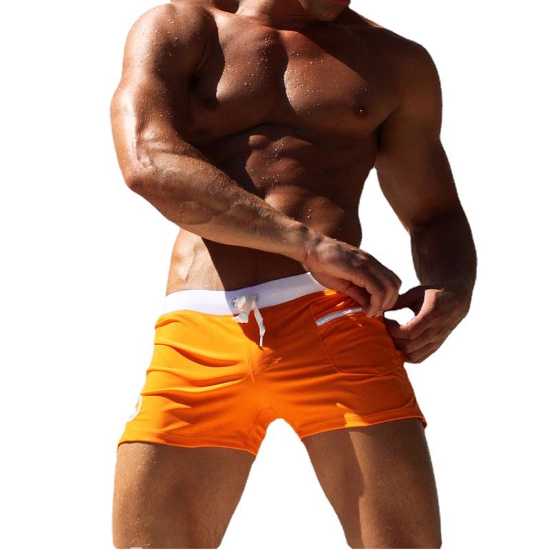 Мужские купальники с передним карманом, короткие плавки, пляжные шорты, сексуальные сетчатые трусы-боксеры, удобные мягкие дышащие