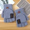 Soft Knitted Imitation Cashmere Thicken Half Finger Gloves Fingerless Gloves Flip Mittens