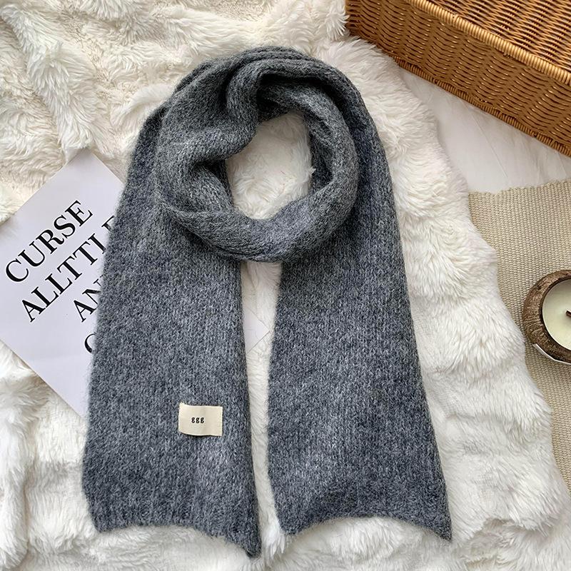 Шарф женский зимний высокого класса новый однотонный теплый шарф из имитации кашемира вязаный шарф шаль