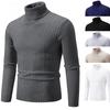 New Men's High Neck Sweater Solid Color Pullover Knitted Warm Casual Turtleneck Sweatwear Woolen Mens Winter Outdoor Tops