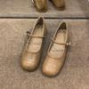 Shallow Single Shoes Women's New Spring and Autumn New French Grandma Shoes with Skirt Flat Mary Jane Shoes Flat Shoes