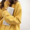 Свитер с круглым вырезом, женская верхняя одежда, колледж, вязаный свитер, пуловер, утепленный для усиления ленивого стиля, топ с пальто-основой