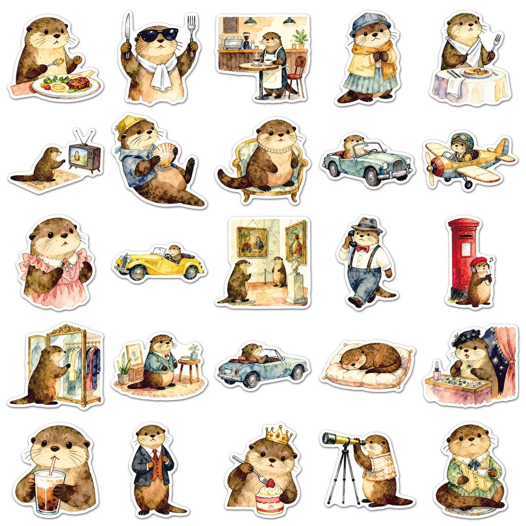 50 милых мультяшных наклеек с выдрами для гитары, холодильника и граффити