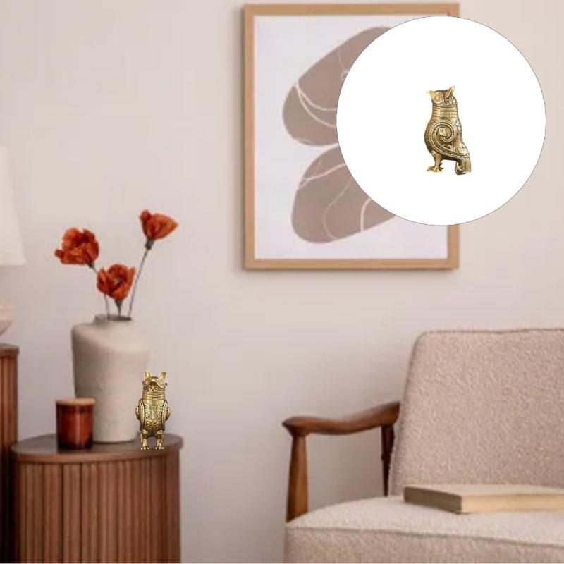 Бронзовая миниатюрная фигурка Совы Цзунь Древний китайский культурный артефакт Реплики Настольная полка для гостиной Коллекционный предмет